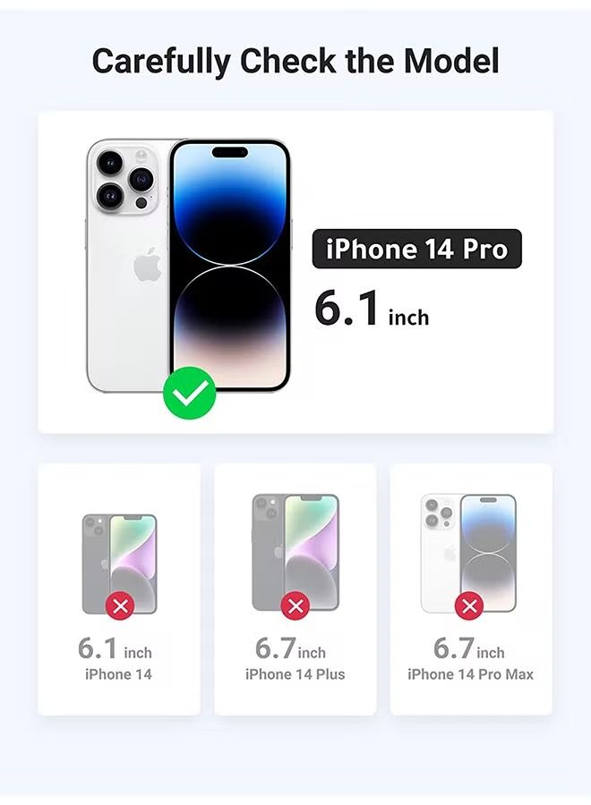 IAF iPhone 14 Pro Case 6.1 inch Anti-Yellowing Military Hard Anti-Explosion Back Ultra Thin Crystal Case Anti-Drop Shockproof Protection and Anti-Scratch for iPhone 14 Pro Clear Black Cover Black - Image 2