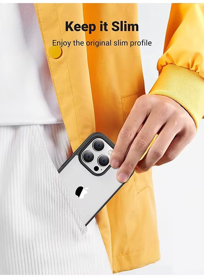 IAF iPhone 14 Pro Case 6.1 inch Anti-Yellowing Military Hard Anti-Explosion Back Ultra Thin Crystal Case Anti-Drop Shockproof Protection and Anti-Scratch for iPhone 14 Pro Clear Black Cover Black - Image 3