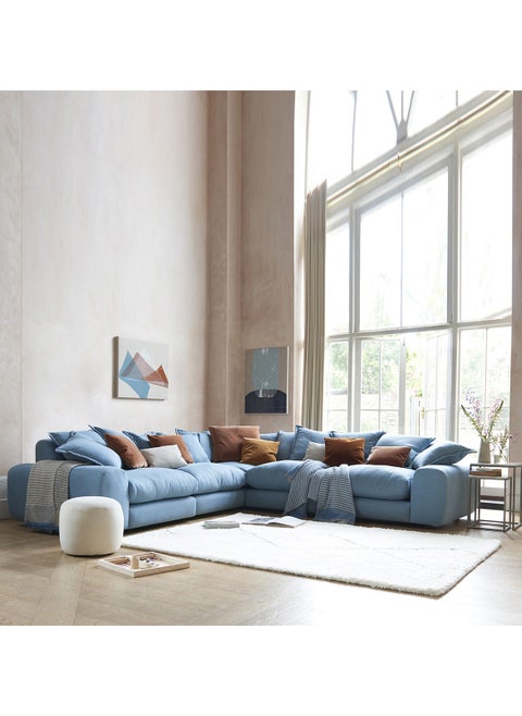 Alison Modular Corner Sofa in SkyBlue Color Even Sided Modular Sofa
