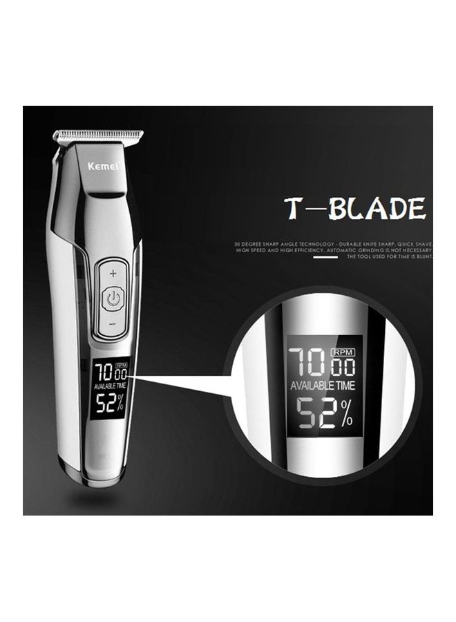Kemei Rechargeable Hair Clipper Shaver Silver/White - Image 2