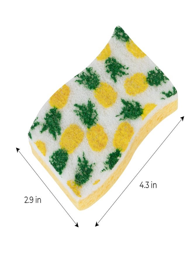 Smart Design Non-Scratch Cellulose Smart Scrub Sponge - Set of 9 - Ultra Absorbent - Ergonomic Shape - Cleaning, Dishes, & Hard Stains - Fruit Pattern - Orange, Green, Yellow - Image 3