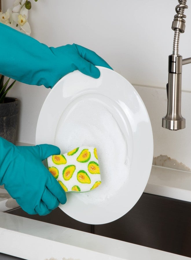 Smart Design Non-Scratch Cellulose Smart Scrub Sponge - Set of 9 - Ultra Absorbent - Ergonomic Shape - Cleaning, Dishes, & Hard Stains - Fruit Pattern - Orange, Green, Yellow - Image 2