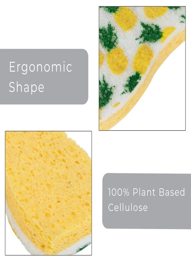 Smart Design Non-Scratch Cellulose Smart Scrub Sponge - Set of 9 - Ultra Absorbent - Ergonomic Shape - Cleaning, Dishes, & Hard Stains - Fruit Pattern - Orange, Green, Yellow - Image 5