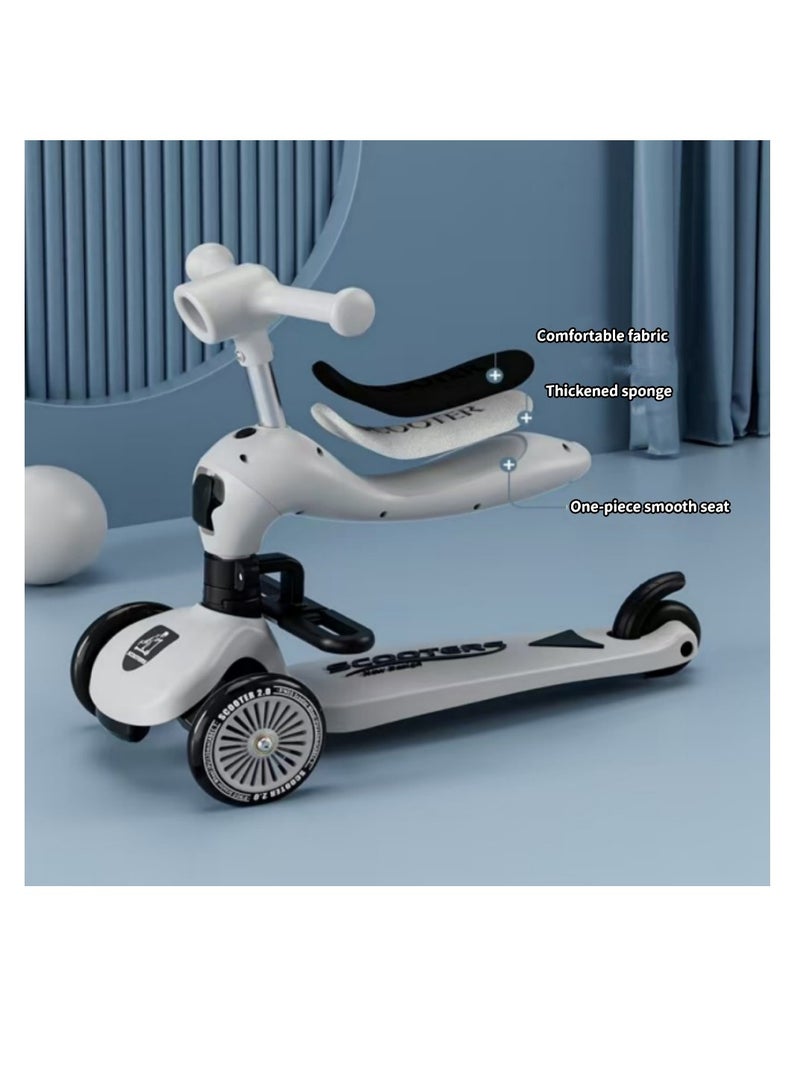 CityRiya-Long 2 in 1 Kids Scooter, Kids Balance Car, Stroller with Guardrails with Removable, Foldable and Height Adjustable Seat for Boys and Girls Ages 1-6, Kids Scooter with LED Light Wheels and Music  - Image 3