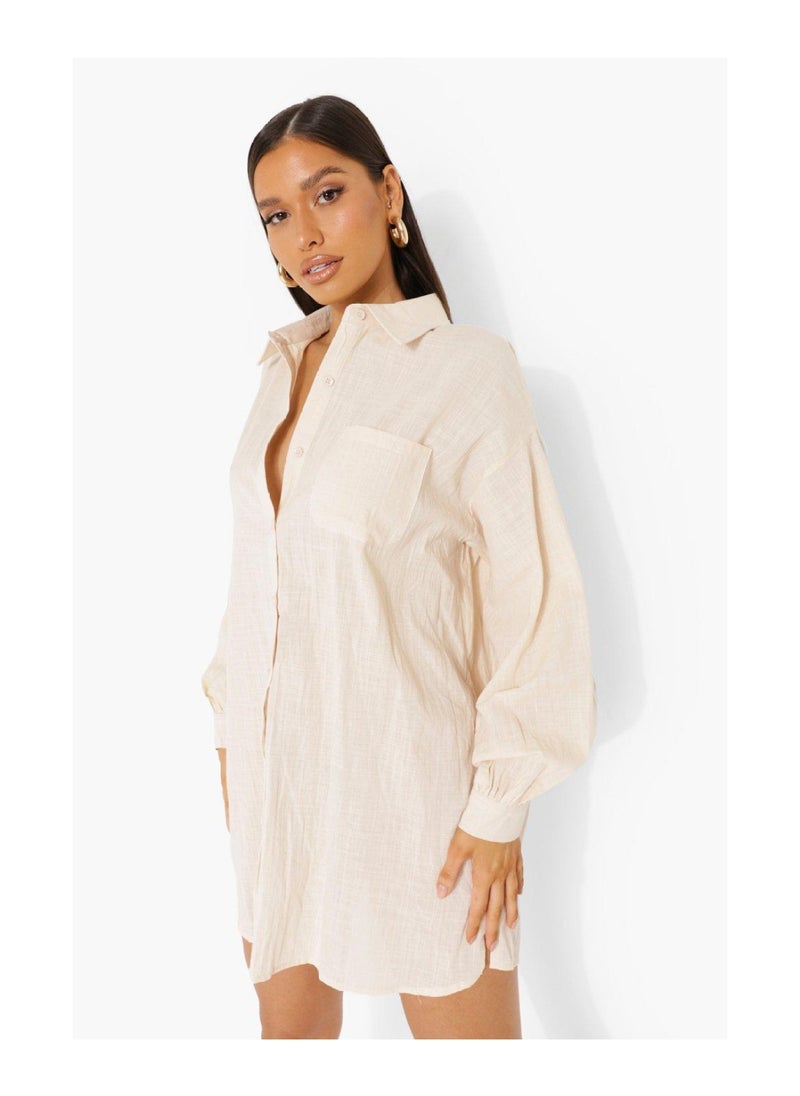 boohoo - Puff Sleeve Oversized Shirt Dress - Image 1