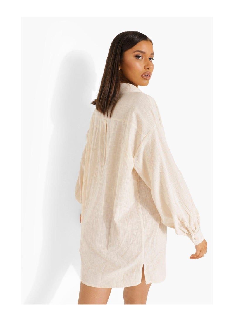 boohoo - Puff Sleeve Oversized Shirt Dress - Image 1
