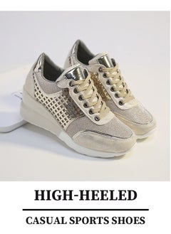 Generic High-heeled women's casual sports shoes with lightweight and stylish height-increasing soles, casual women's shoes with a hidden height design, suitable for dancing, lightweight and comfortable, and featuring a lace-up design.  - Image 2