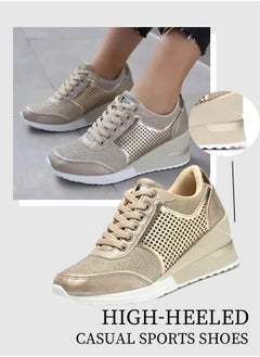 Generic High-heeled women's casual sports shoes with lightweight and stylish height-increasing soles, casual women's shoes with a hidden height design, suitable for dancing, lightweight and comfortable, and featuring a lace-up design.  - Image 3
