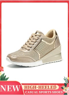 Generic High-heeled women's casual sports shoes with lightweight and stylish height-increasing soles, casual women's shoes with a hidden height design, suitable for dancing, lightweight and comfortable, and featuring a lace-up design.  - Image 1