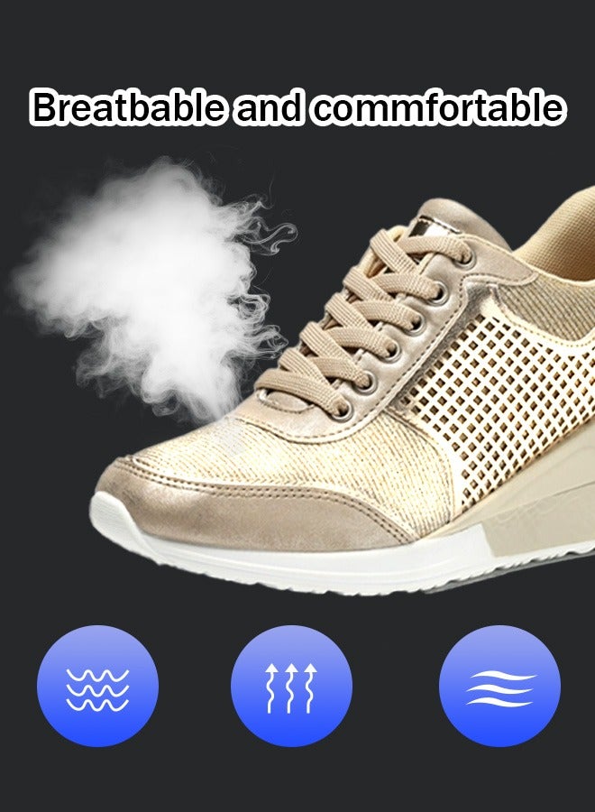 High-heeled women's casual sports shoes with lightweight and stylish height-increasing soles, casual women's shoes with a hidden height design, suitable for dancing, lightweight and comfortable, and featuring a lace-up design.  - Image 5