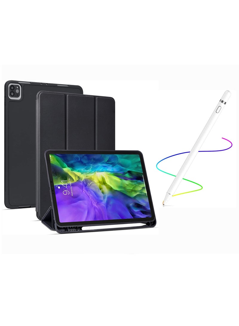 DUSALA Case for iPad Pro 11 Inch 2022 4th Gen 20213rd Gen 2020 2nd Gen with Pencil Holder Trifold Stand Case with Soft TPU Back Cover Auto Sleep Wake With Active Stylus Pen - Image 1