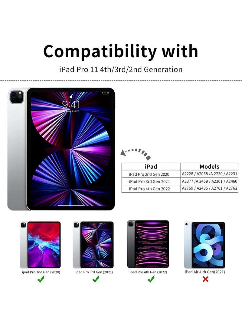 DUSALA Case for iPad Pro 11 Inch 2022 4th Gen 20213rd Gen 2020 2nd Gen with Pencil Holder Trifold Stand Case with Soft TPU Back Cover Auto Sleep Wake With Active Stylus Pen - Image 2