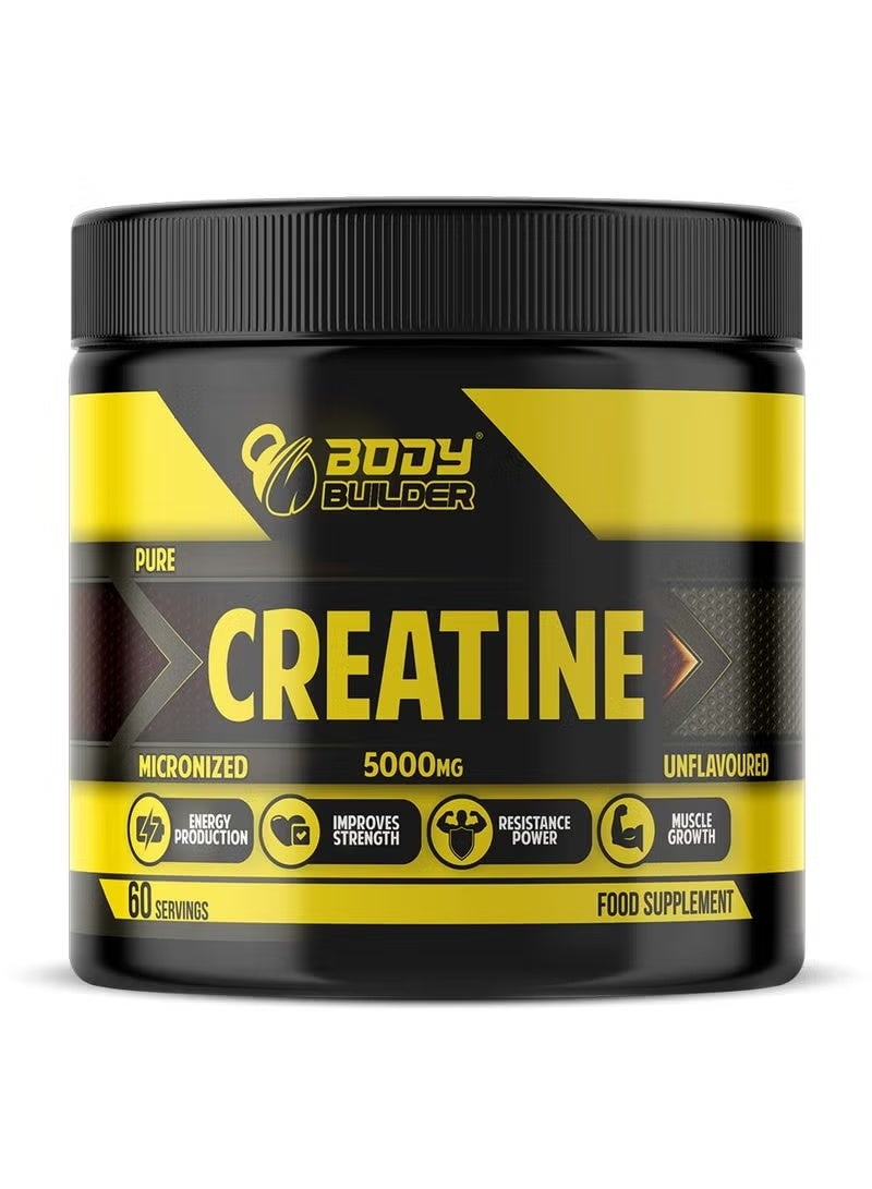 بودي بيلدر كرياتين ٥٠٠٠ ملغ أحادي الهيدرات بدون نكهة ٣٠٠ غرام، ٦٠ حصة، مسحوق كرياتين دقيق عالي النقاء لدعم الطاقة والقوة - Image 1
