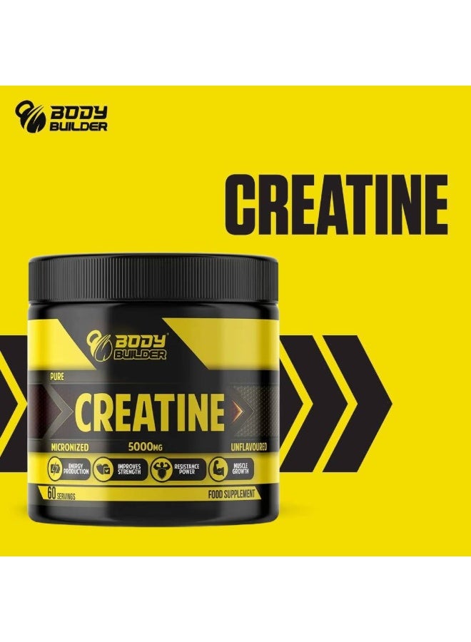 بودي بيلدر كرياتين ٥٠٠٠ ملغ أحادي الهيدرات بدون نكهة ٣٠٠ غرام، ٦٠ حصة، مسحوق كرياتين دقيق عالي النقاء لدعم الطاقة والقوة - Image 5
