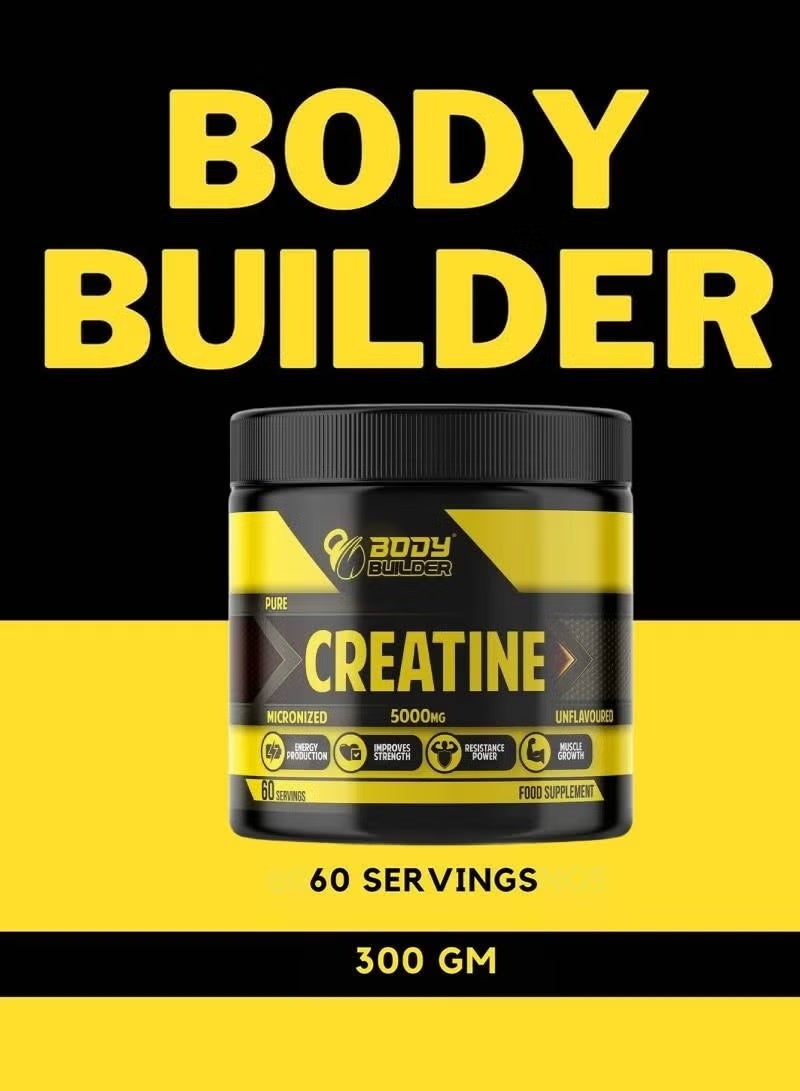 بودي بيلدر كرياتين ٥٠٠٠ ملغ أحادي الهيدرات بدون نكهة ٣٠٠ غرام، ٦٠ حصة، مسحوق كرياتين دقيق عالي النقاء لدعم الطاقة والقوة - Image 3
