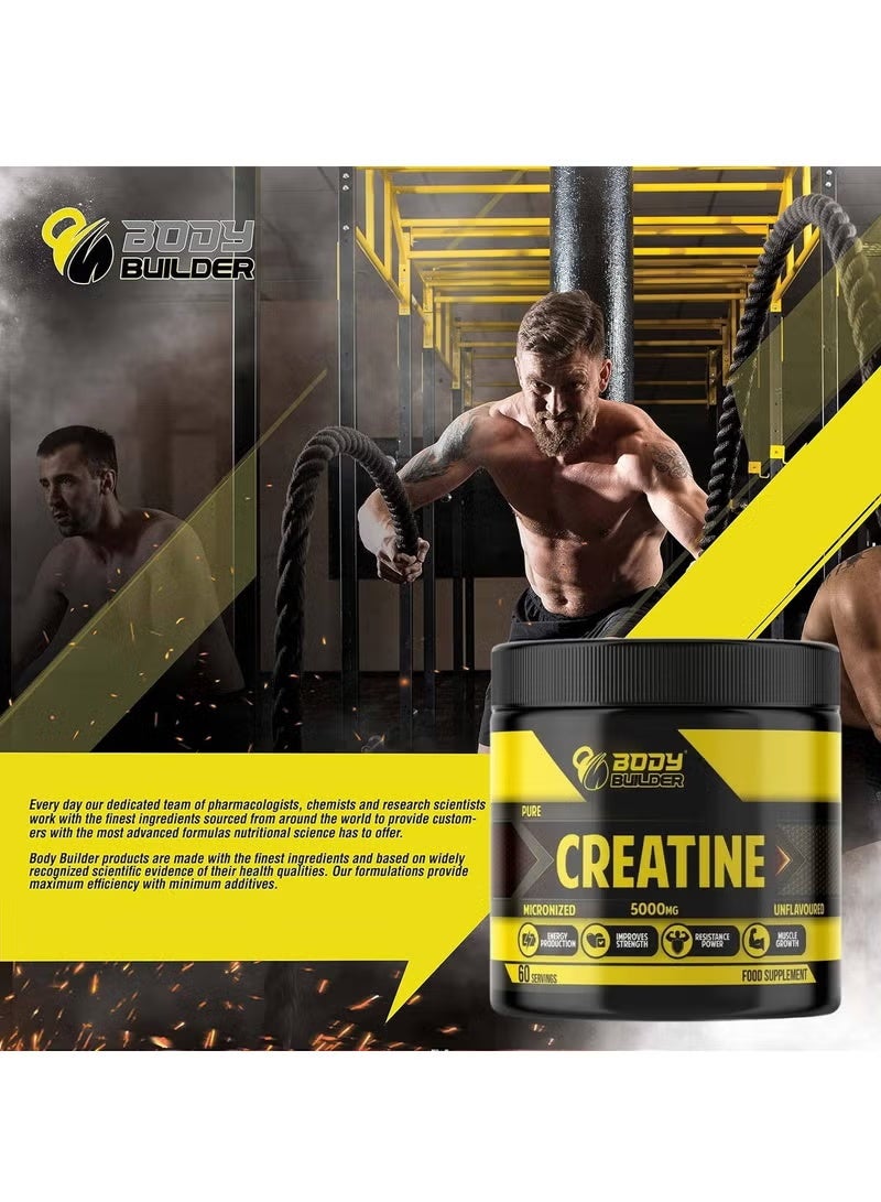 بودي بيلدر كرياتين ٥٠٠٠ ملغ أحادي الهيدرات بدون نكهة ٣٠٠ غرام، ٦٠ حصة، مسحوق كرياتين دقيق عالي النقاء لدعم الطاقة والقوة - Image 5