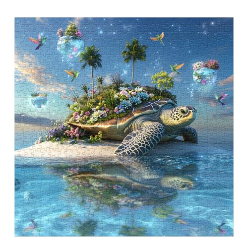 PPuzzling Sea Turtle Puzzle 1000 Piece for Adults Nature Plant Animal Jigsaw Puzzles Difficult Ocean Island Art Puzzle as Turtle Decor - Image 5