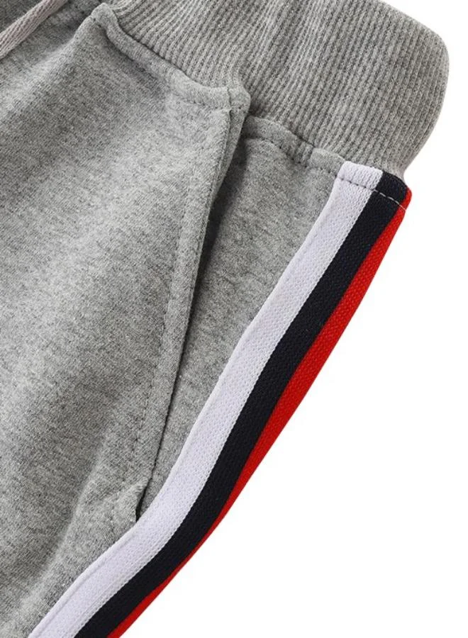 YUNIQEE Grey Regular Fit Mid Rise Striped Trackpant