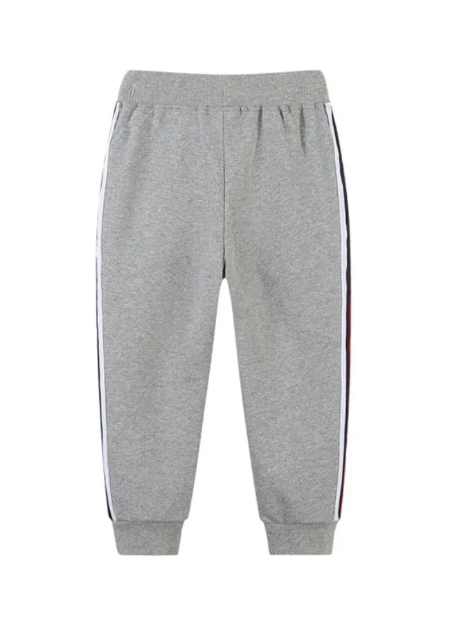 YUNIQEE Grey Regular Fit Mid Rise Striped Trackpant