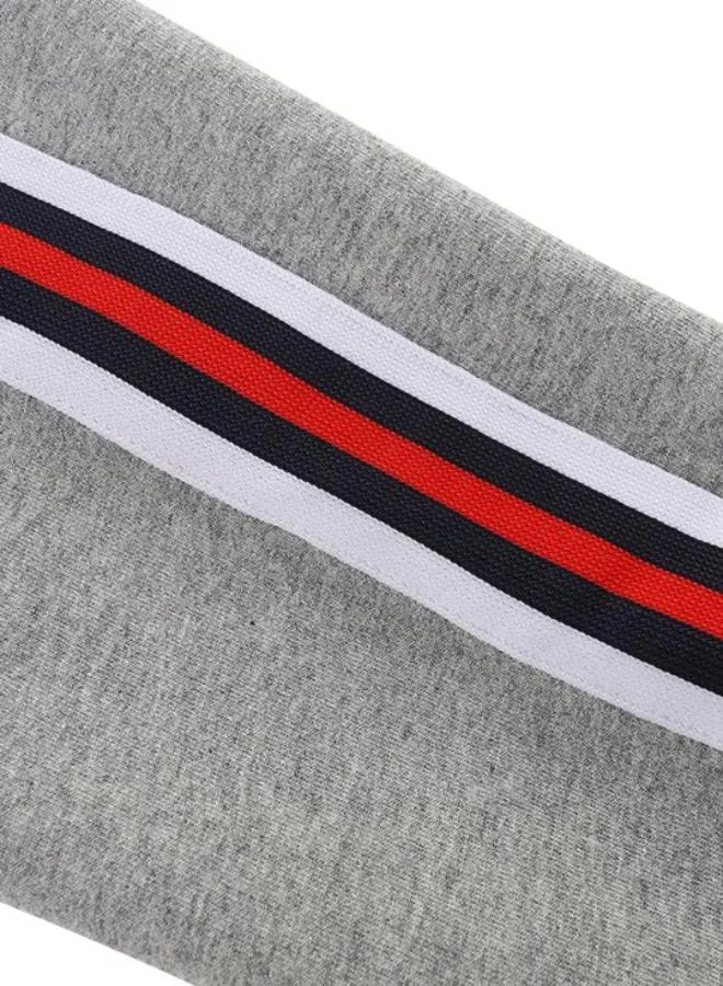 YUNIQEE Grey Regular Fit Mid Rise Striped Trackpant