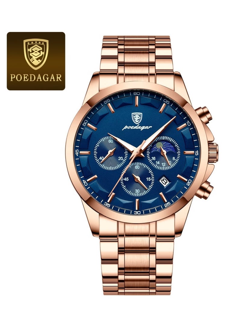 POEDAGAR Men's Business Fashion Simple Luminous Waterproof Quartz Watch  - Image 1