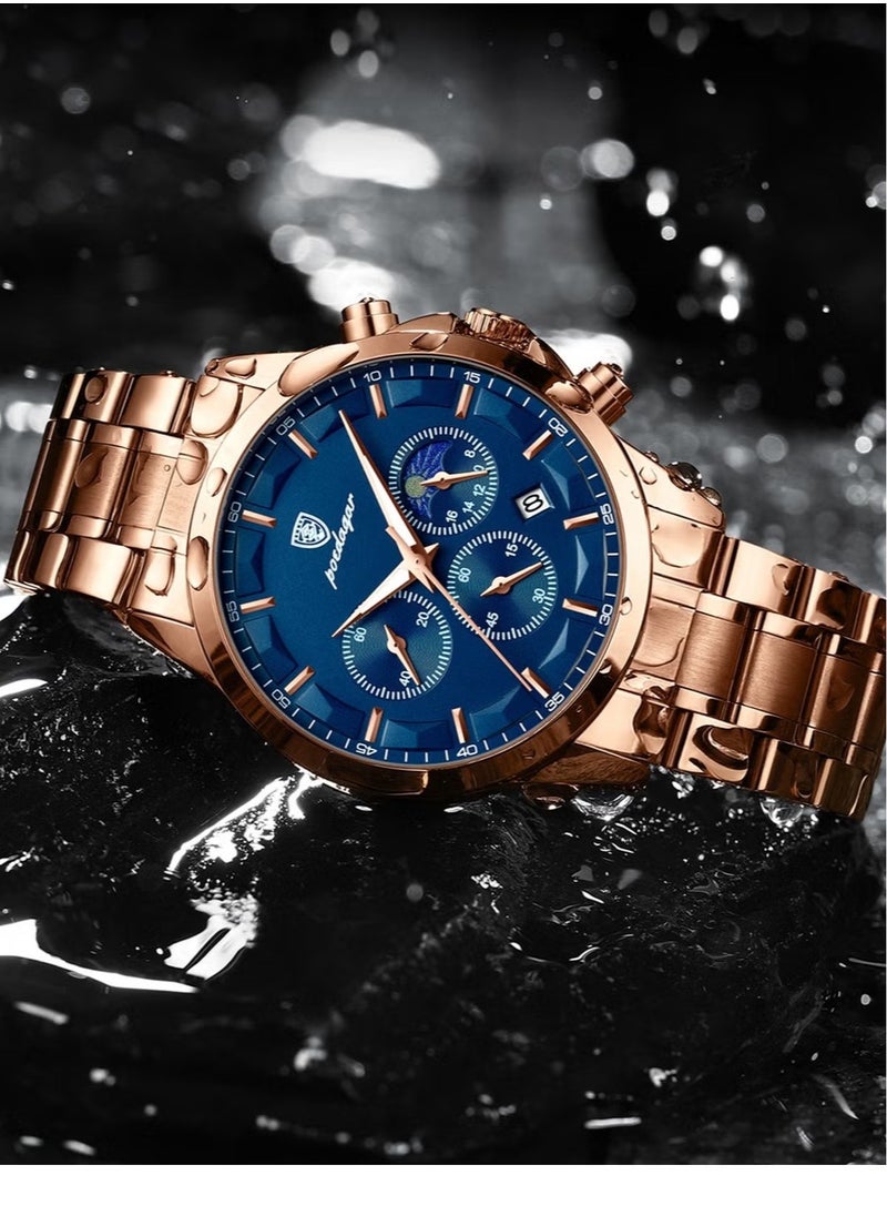 POEDAGAR Men's Business Fashion Simple Luminous Waterproof Quartz Watch  - Image 2