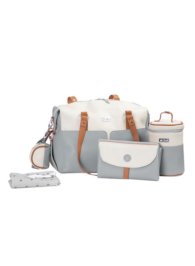 Jikel Multifunction Diaper Bag Changing Mat And Bottle Storage Attached To Stroller With An Insulated Bottle Holder 100% Leatherette Travel Bag