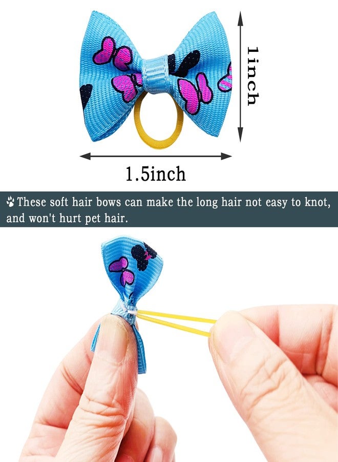 PET SHOW 300pcs 150pairs Small Dog Hair Bows with Rubber Bands Bulk Bowknot for Yorkshire Girls Topknot Cat Puppy Headdress Grooming Hair Accessories Random Color for Groomers - Image 4