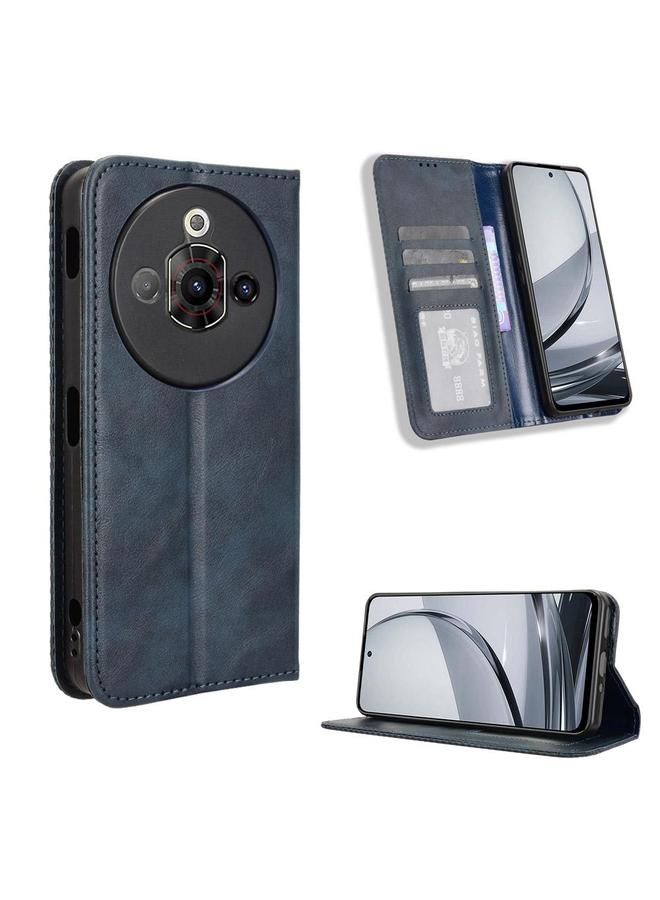 The Bros Case For ZTE nubia Focus Pro 5G Magnetic Buckle Retro Texture Leather Phone Case