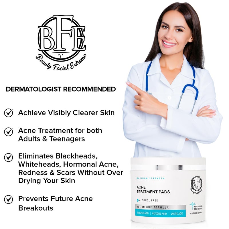 Beauty Facial Extreme Acne Treatment Pads- Eliminates Cystic Breakouts, Oily Skin & Clogged Pores. Clear Pimple, Whitehead, Blackhead, Dark Spots & Improve Skin Texture. - Image 2