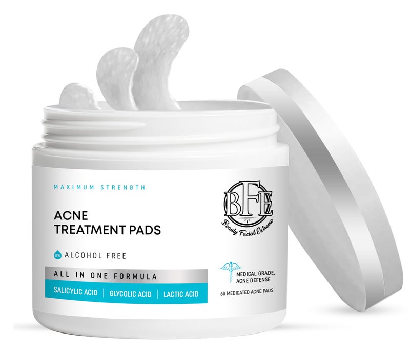 Beauty Facial Extreme Acne Treatment Pads- Eliminates Cystic Breakouts, Oily Skin & Clogged Pores. Clear Pimple, Whitehead, Blackhead, Dark Spots & Improve Skin Texture. - Image 1