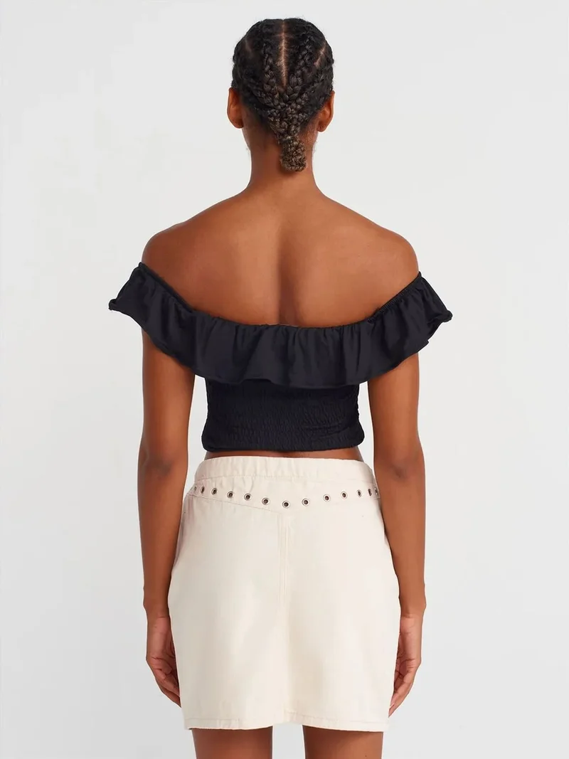 Dilvin Dilvin Women’s Cotton Denim Mini Skirt With Tie Waist