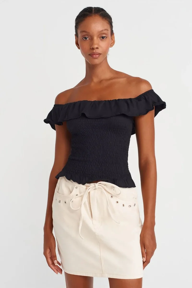 Dilvin Dusty White DILVIN Women’s Cotton Denim Mini Skirt With Tie Waist for Women | Best Price UAE