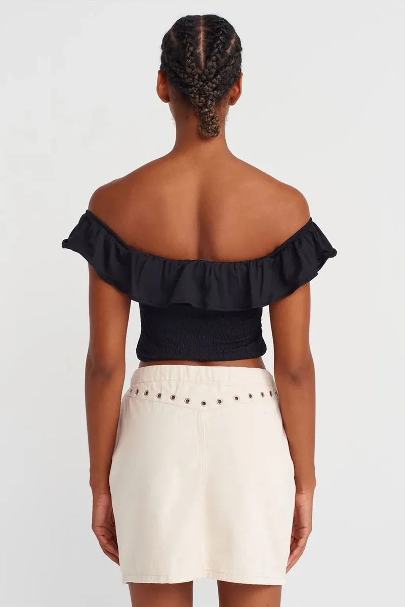Dilvin Dusty White DILVIN Women’s Cotton Denim Mini Skirt With Tie Waist for Women | Best Price UAE