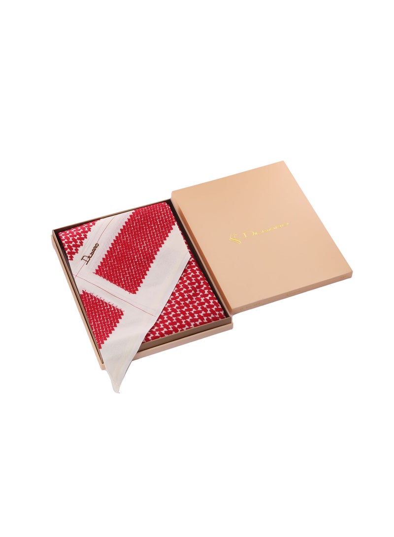 Dilbaro Striped Winter Shemagh Off-White and Red - Image 3