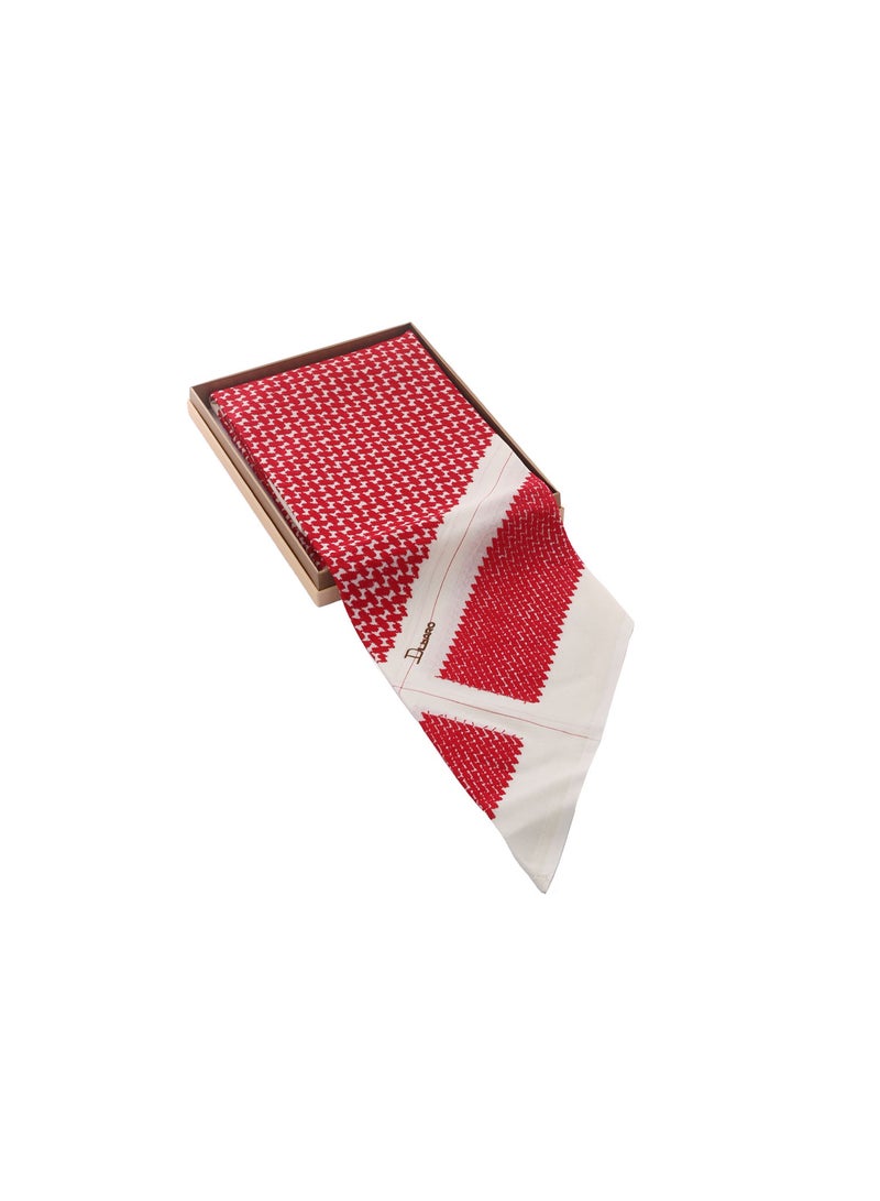 Dilbaro Striped Winter Shemagh Off-White and Red - Image 1