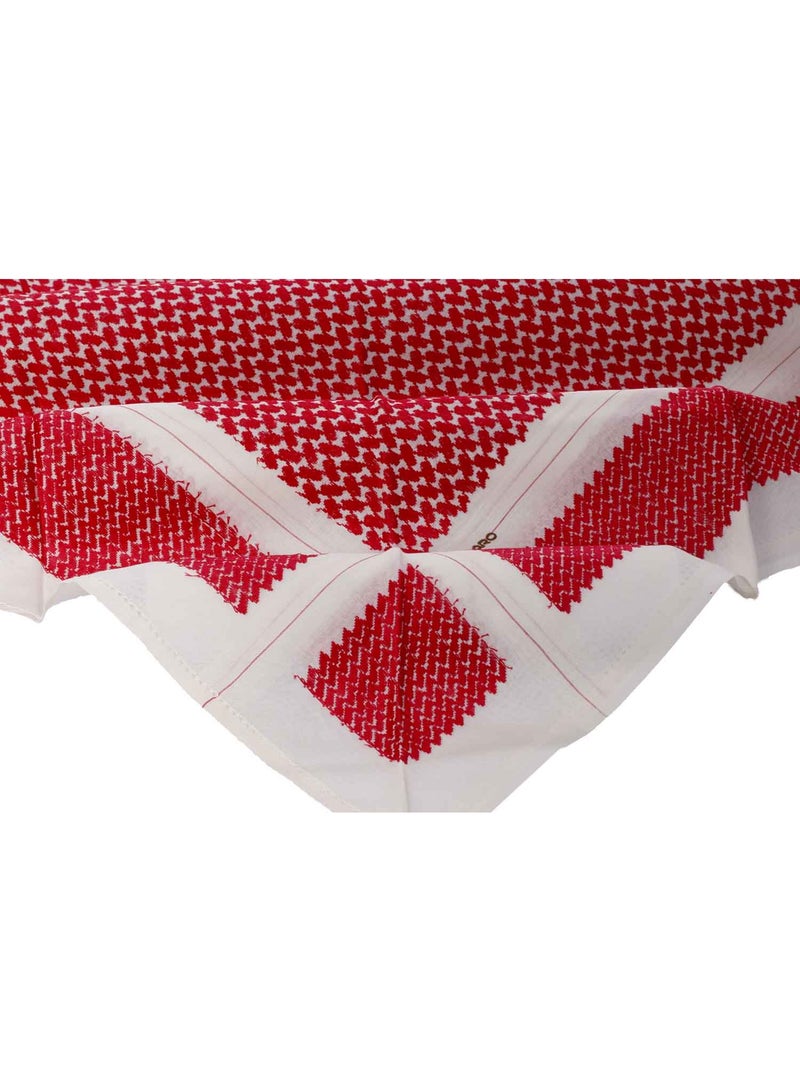 Dilbaro Striped Winter Shemagh Off-White and Red - Image 2