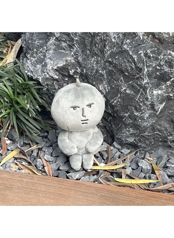 Generic - Grey Pink Rabbit Surrounding Shanghai Flash Dopamine Cartoon Plush Dress Fool Pendant Grey Stone Man-Specifications:Straw Hat-Color:12cm - Image 1