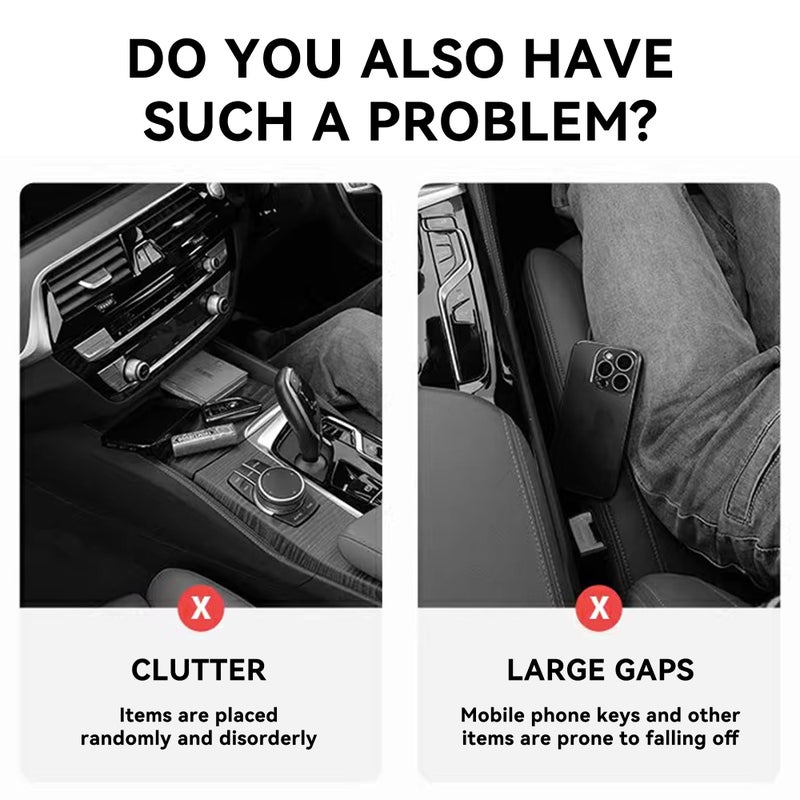 Tioollev 2PCS Car Seat Gap Filler, Automotive Seat Organizer Fill The Gap Between Seat and Console, Universal Car Storage Box Inserts Fill The Gap Between Seat &Console for Coins Wallets Keys (Beige) - Image 3