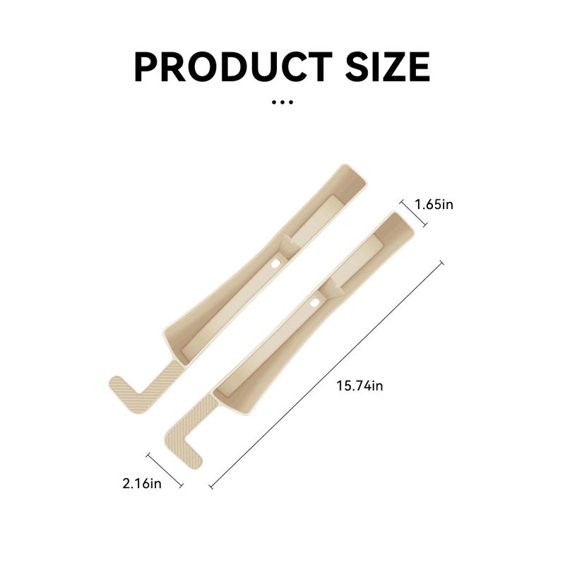 Tioollev 2PCS Car Seat Gap Filler, Automotive Seat Organizer Fill The Gap Between Seat and Console, Universal Car Storage Box Inserts Fill The Gap Between Seat &Console for Coins Wallets Keys (Beige) - Image 2