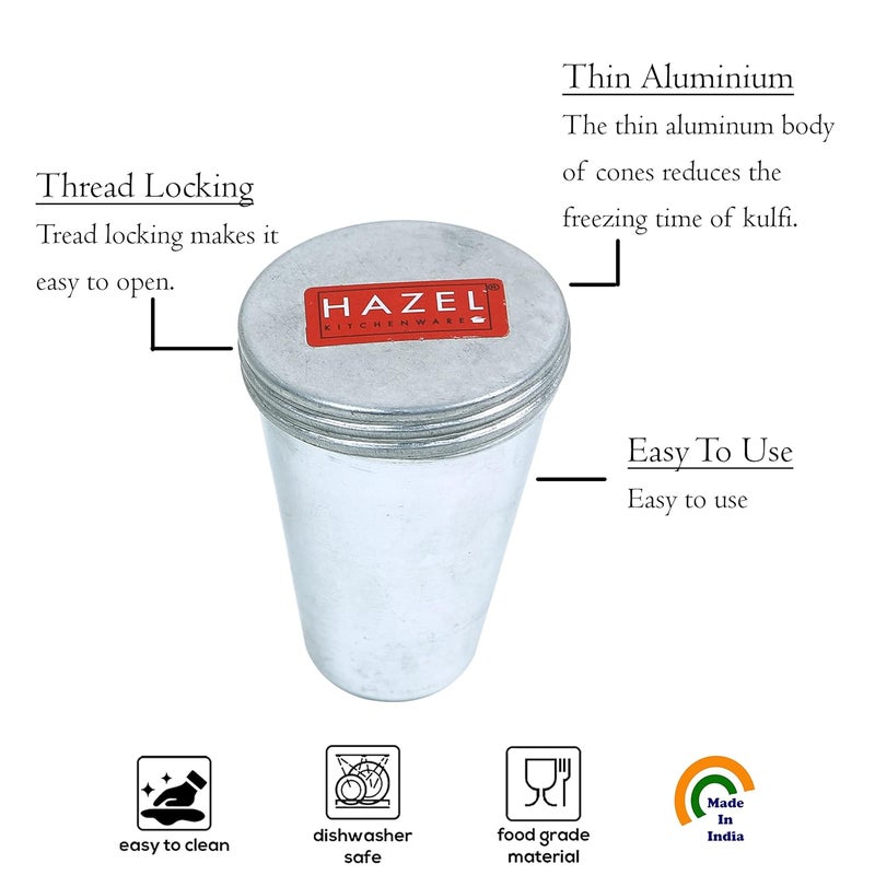 Hazel Aluminium Kulfi Moulds Set of 12 with Lid | Homemade Kulfi Moulds Set Medium Size |Reusable Popsicle Ice Cream Mould DIY Kit - Image 3