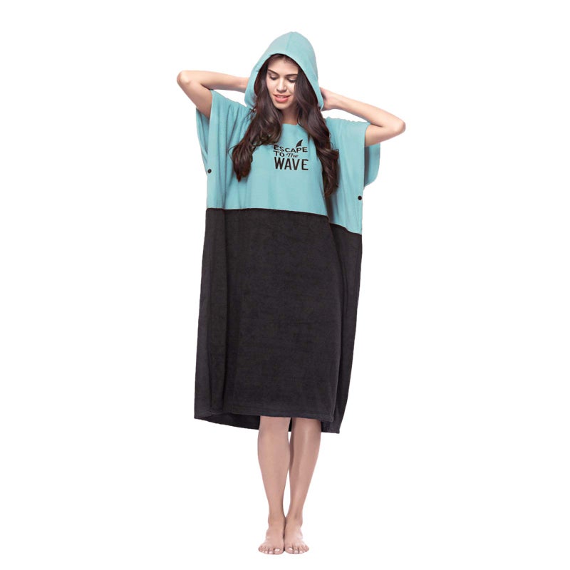 Vulken Extra Large Teal Blue Thick Hooded Beach Towel Changing Robe. Surf Poncho Women for Easy Change in Public. Quick Dry Microfiber Toweling for The Beach, Pool, Lake, Water Park. S/M - Image 1