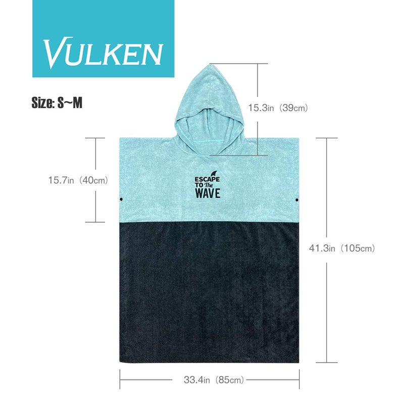 Vulken Extra Large Teal Blue Thick Hooded Beach Towel Changing Robe. Surf Poncho Women for Easy Change in Public. Quick Dry Microfiber Toweling for The Beach, Pool, Lake, Water Park. S/M - Image 5