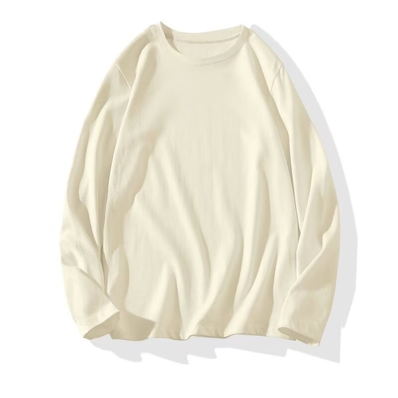 Korean version of the new spring and autumn cotton long-sleeved round-neck T-shirt for male and female students and couples, loose solid color casual simple top - Image 5