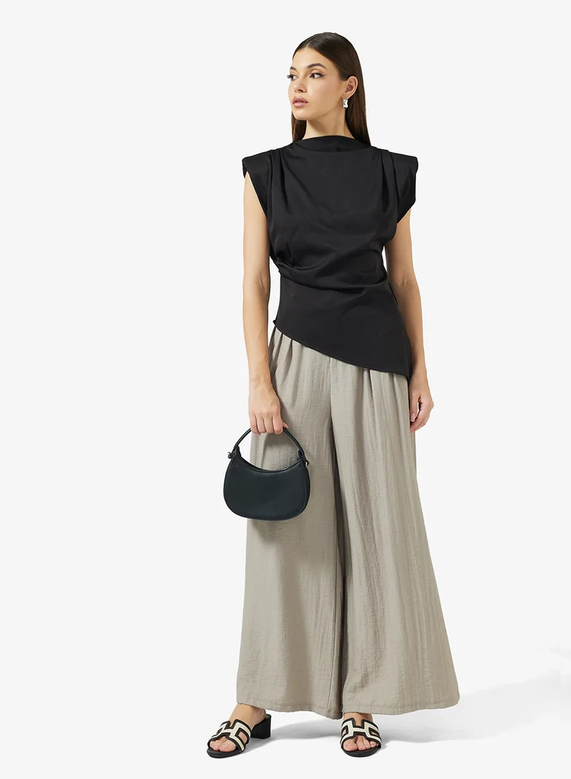 ELLA Ruched Top With Asymmetrical Hem