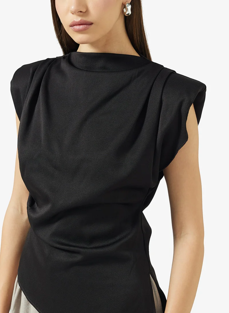 ELLA Ruched Top With Asymmetrical Hem