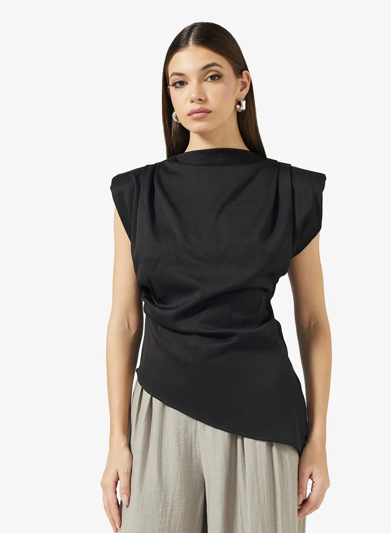 ELLA Ruched Top With Asymmetrical Hem