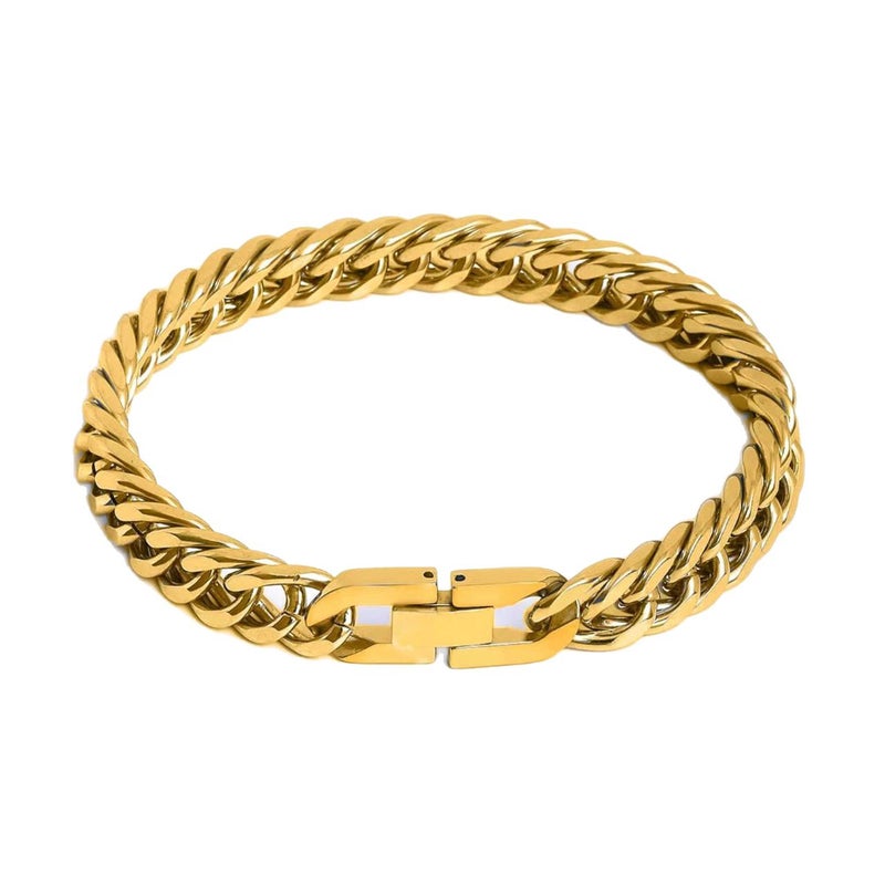 Titanium Steel Four-Sided Polished Double-Woven Cuban Chain Bracelet - Image 5