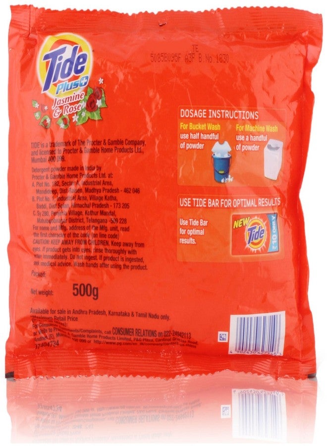 Tide Plus Detergent Powder - 500g Pouch (Jasmine & Rose) - Image 2