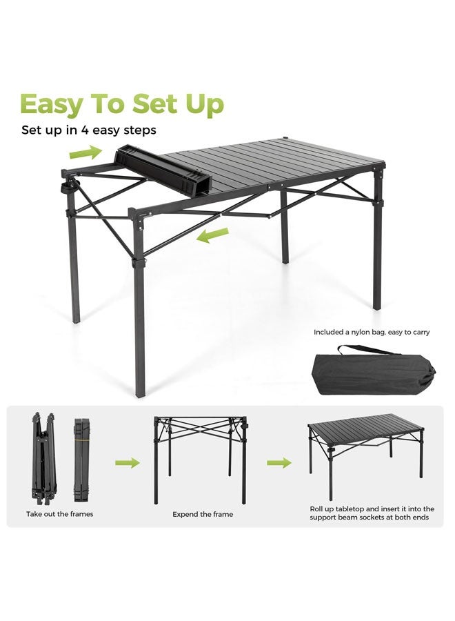 ويمارت طاولة قابلة للطي، طاولة نزهة، طاولة نزهة قابلة للطي، طاولة خارجية كبيرة قابلة للطي مصنوعة من سبائك الألومنيوم المحمولة مع حقيبة تخزين 55*120 سم - Image 5